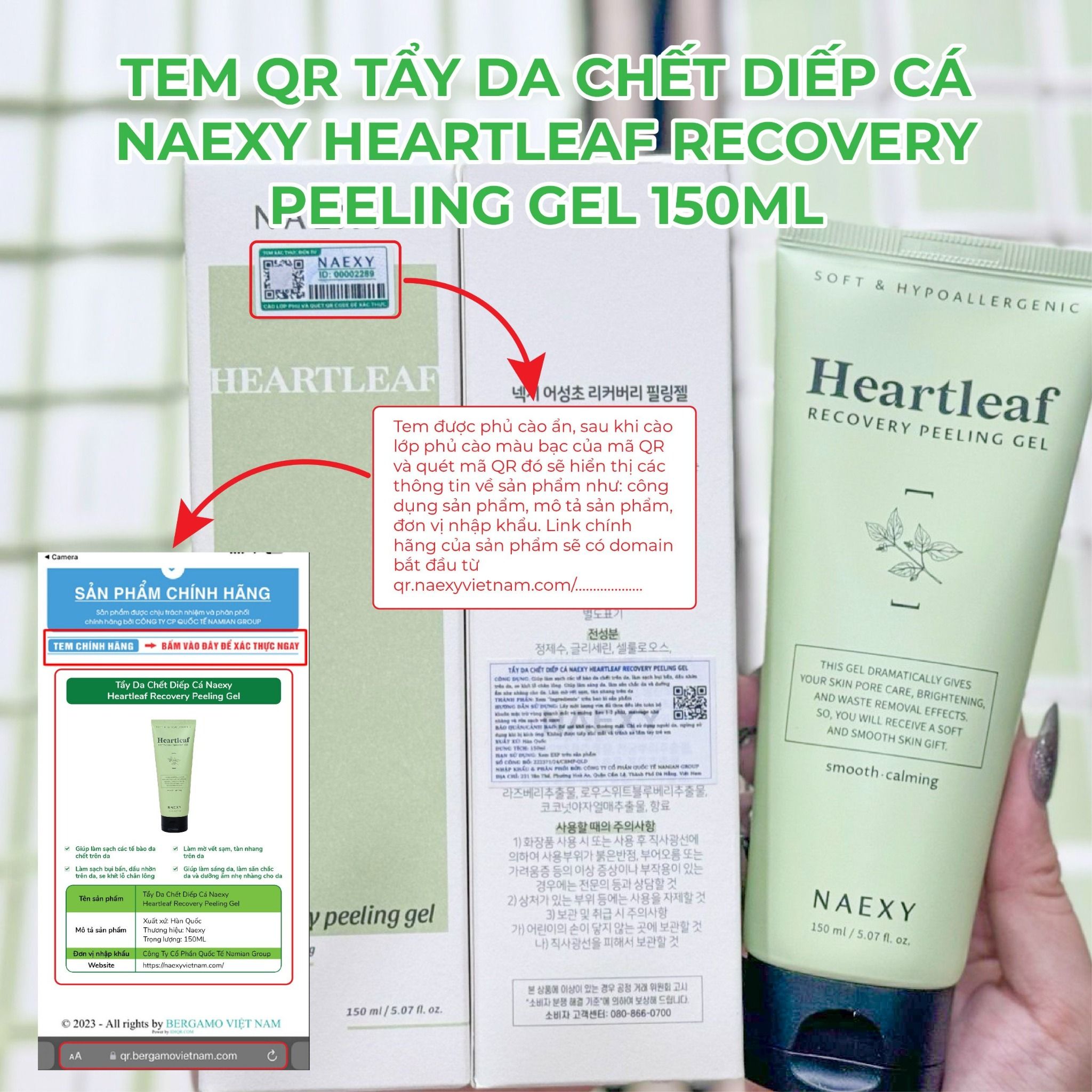 TẨY DA CHẾT DIẾP CÁ NAEXY HEARTLEAF RECOVERY PEELING GEL 150ML