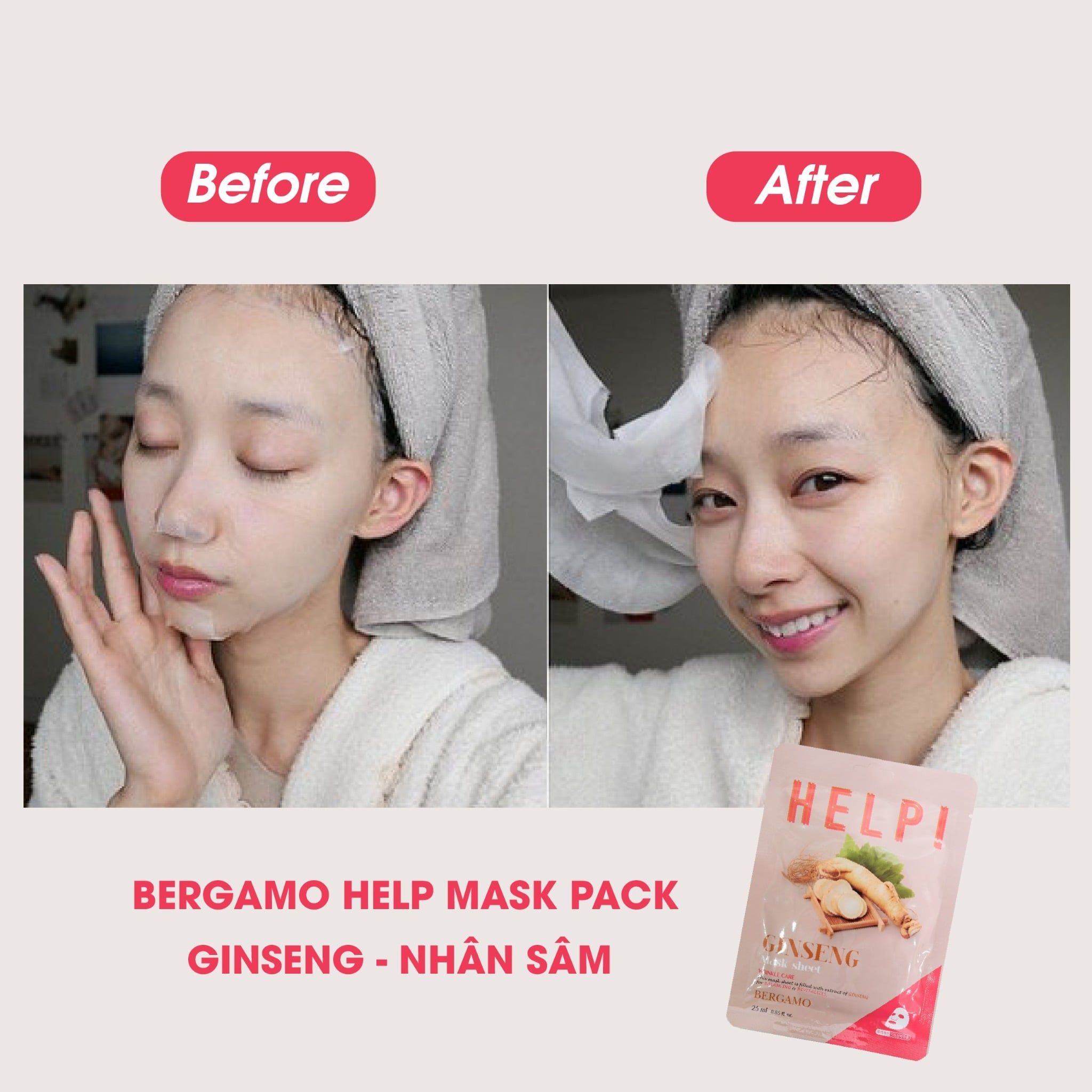 MẶT NẠ BERGAMO HELP MASK PACK GINSENG - NHÂN SÂM