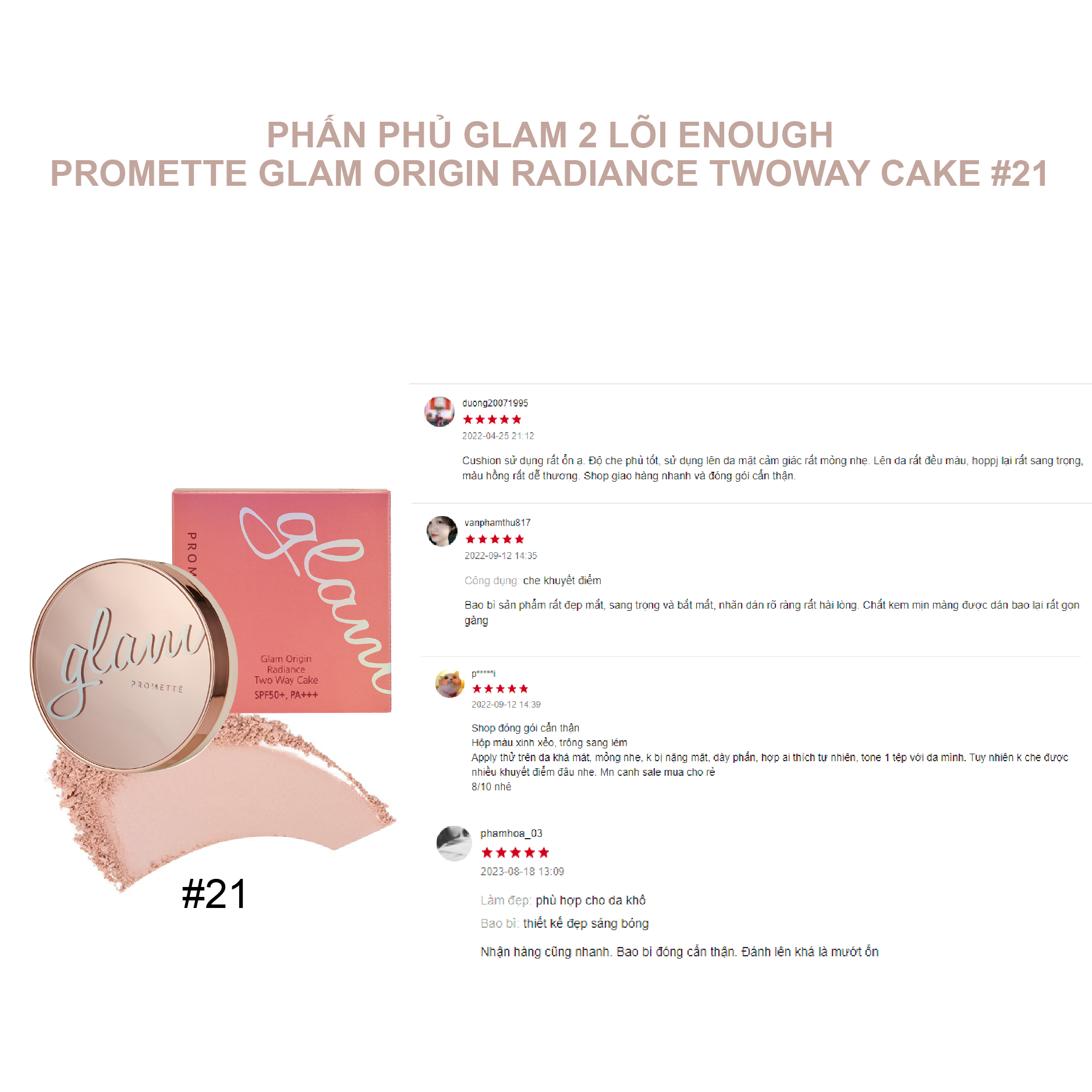 PHẤN PHỦ GLAM 2 LÕI ENOUGH PROMETTE GLAM ORIGIN RADIANCE TWOWAY CAKE
