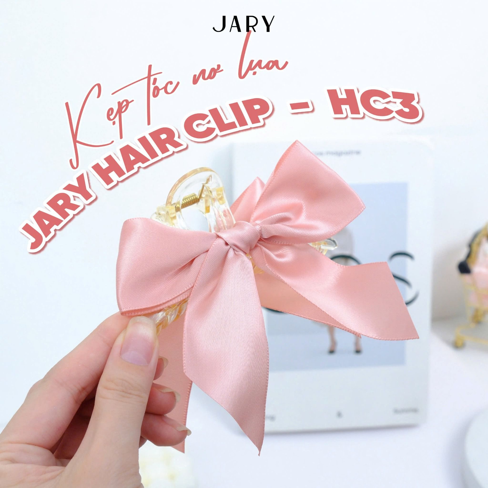 KẸP TÓC NƠ LỤA JARY HAIR CLIP - HC3 - MÀU TRẮNG