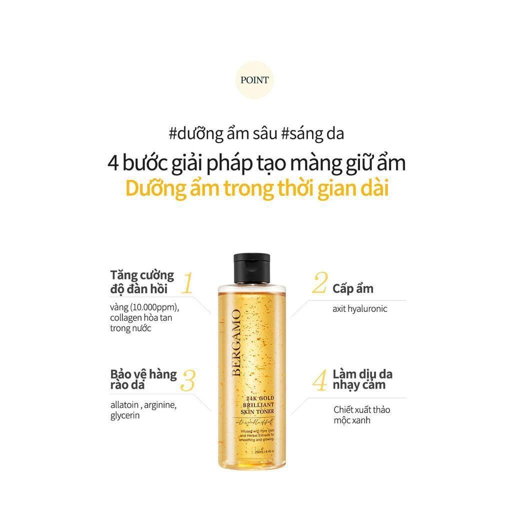 TONER VÀNG BERGAMO 24K GOLD BRILLIANT SKIN 250ML