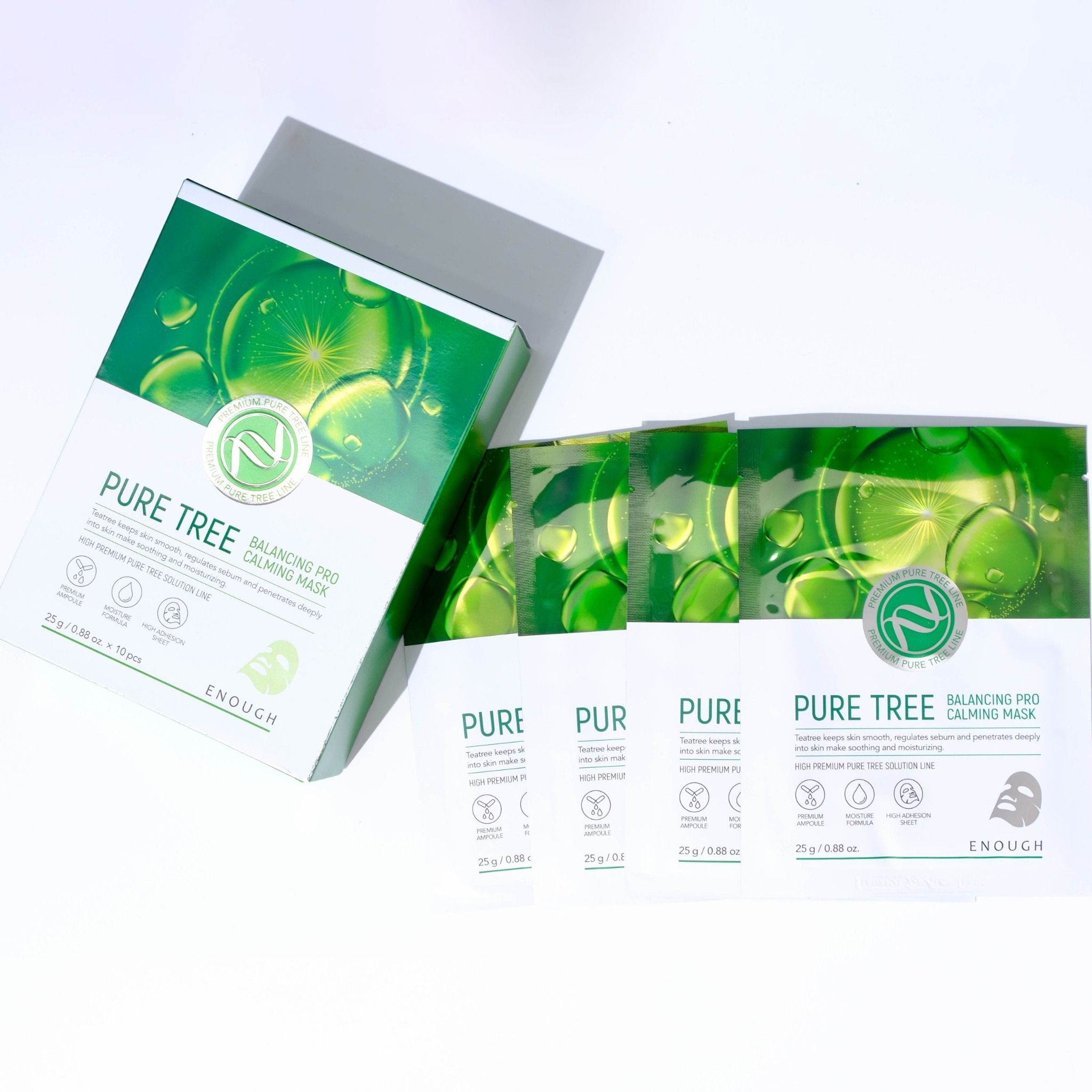 MẶT NẠ TRÀM TRÀ CAO CẤP ENOUGH PURE TREE BALANCING PRO CALMING MASK (HỘP 10 MIẾNG)
