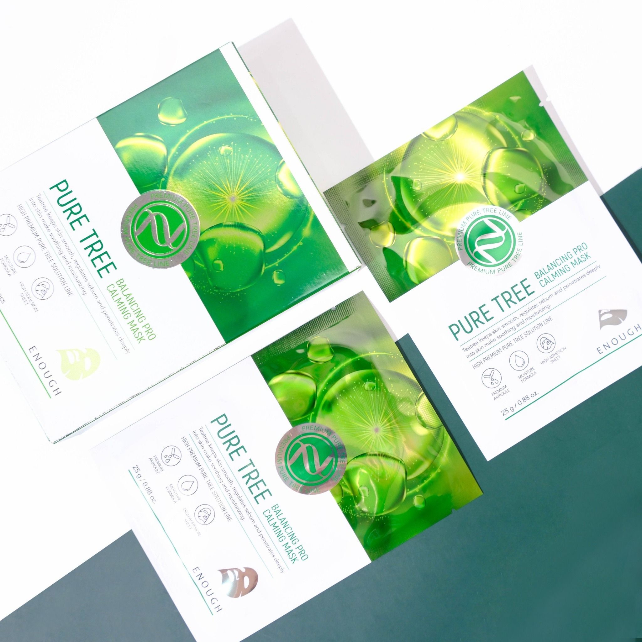MẶT NẠ TRÀM TRÀ CAO CẤP ENOUGH PURE TREE BALANCING PRO CALMING MASK (HỘP 10 MIẾNG)