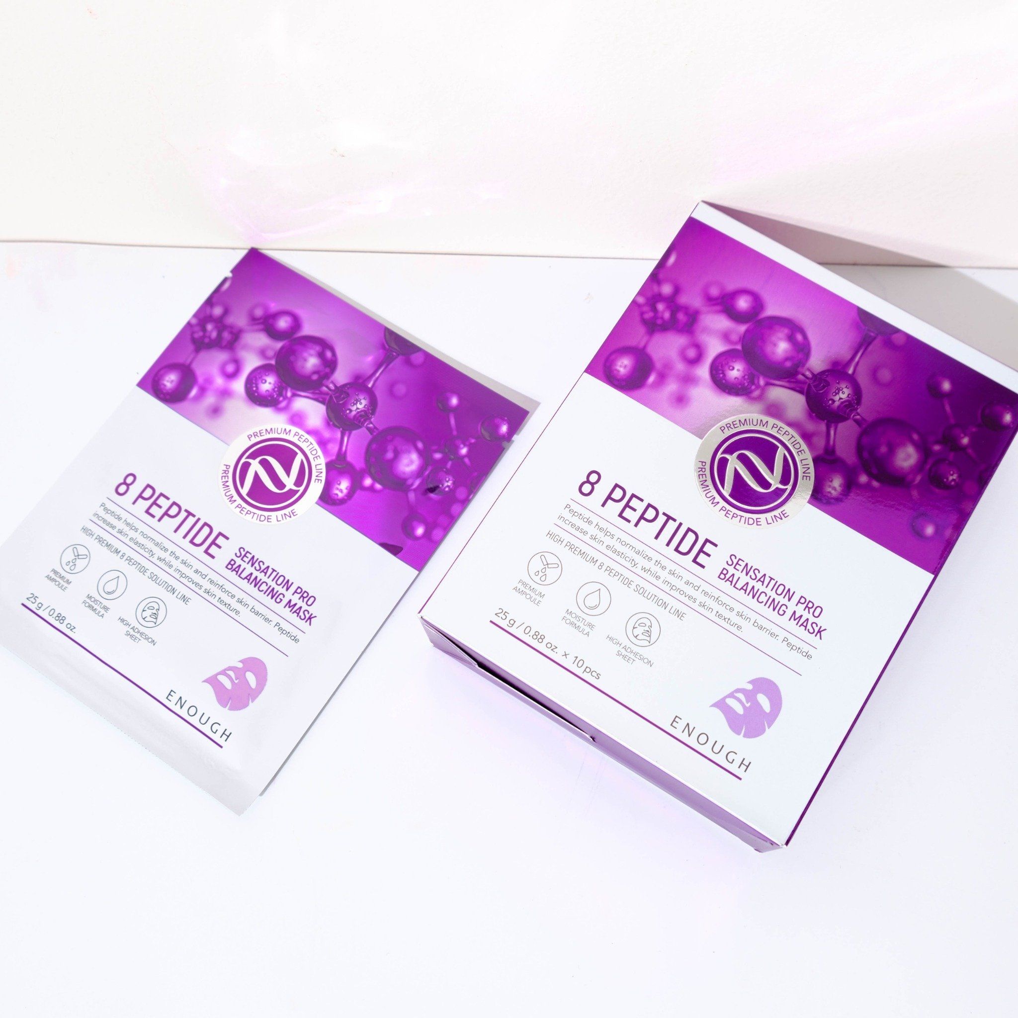 MẶT NẠ PEPTIDE CAO CẤP ENOUGH 8 PEPTIDE SENSATION PRO BALANCING MASK (HỘP 10 MIẾNG)