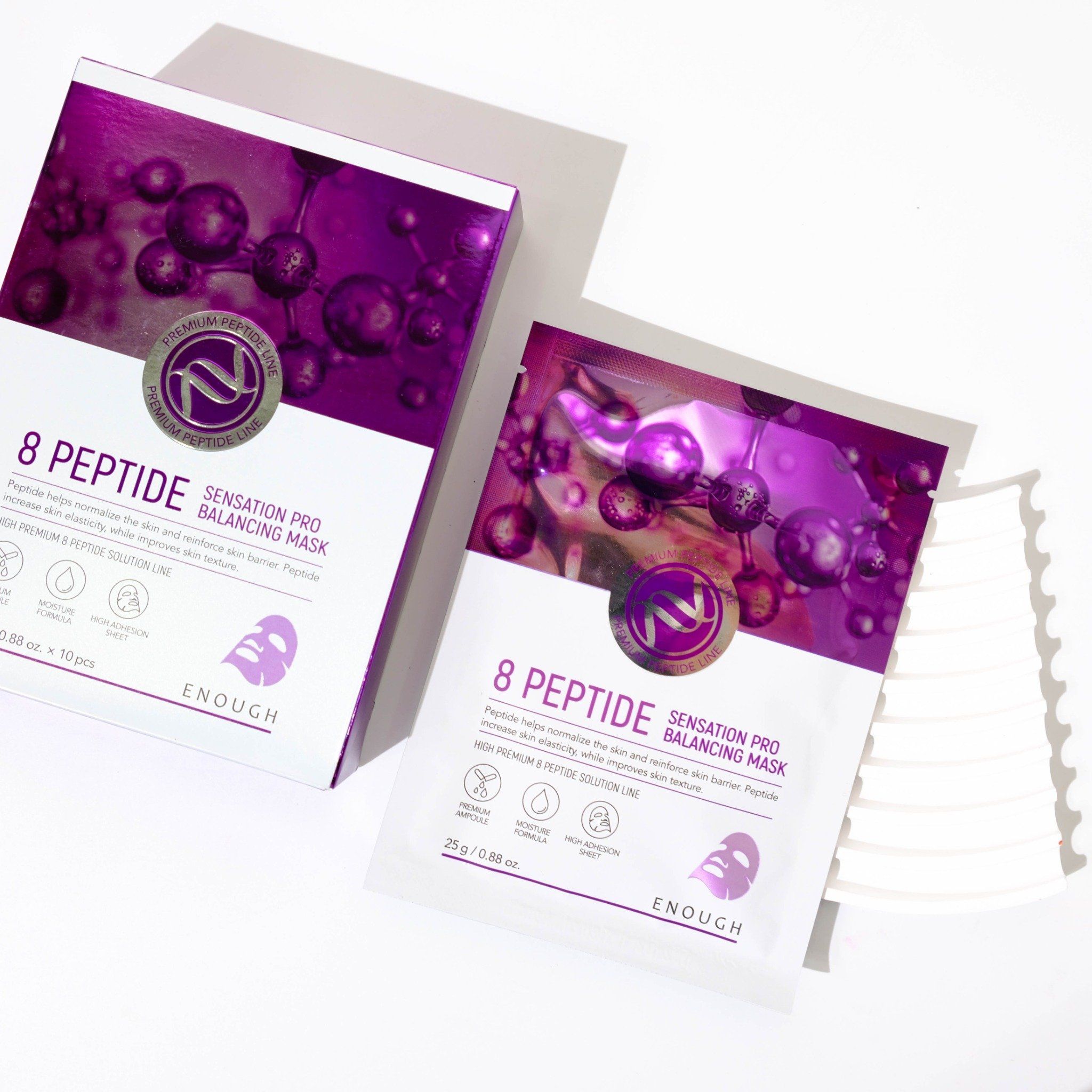 MẶT NẠ PEPTIDE CAO CẤP ENOUGH 8 PEPTIDE SENSATION PRO BALANCING MASK (HỘP 10 MIẾNG)