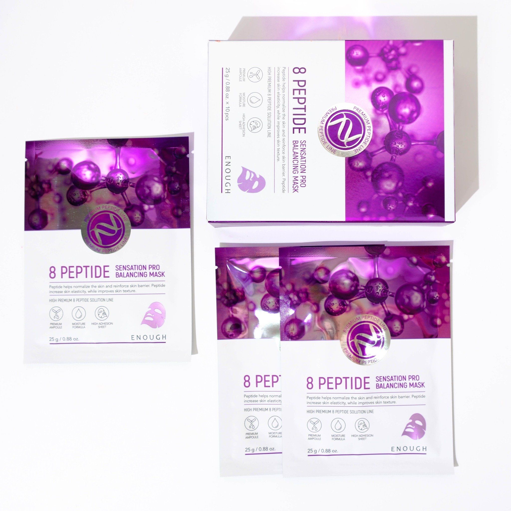 MẶT NẠ PEPTIDE CAO CẤP ENOUGH 8 PEPTIDE SENSATION PRO BALANCING MASK (HỘP 10 MIẾNG)