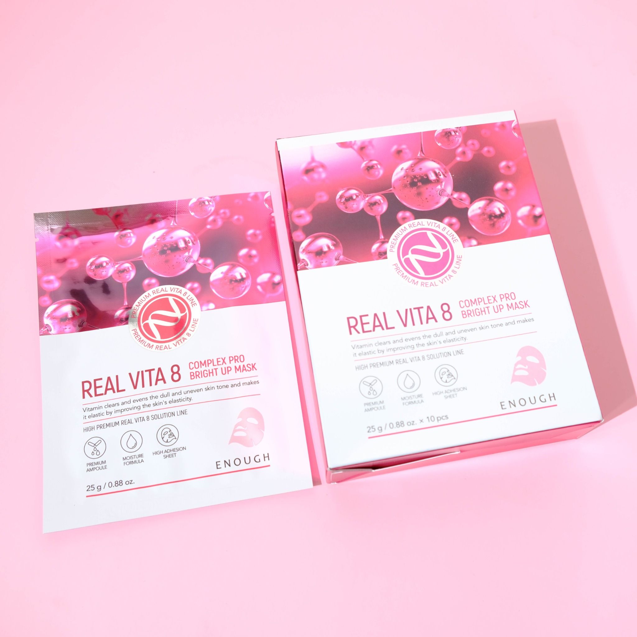 MẶT NẠ VITAMIN CAO CẤP ENOUGH REAL VITA 8 COMPLEX PRO BRIGHT UP MASK ( HỘP 10 MIẾNG)