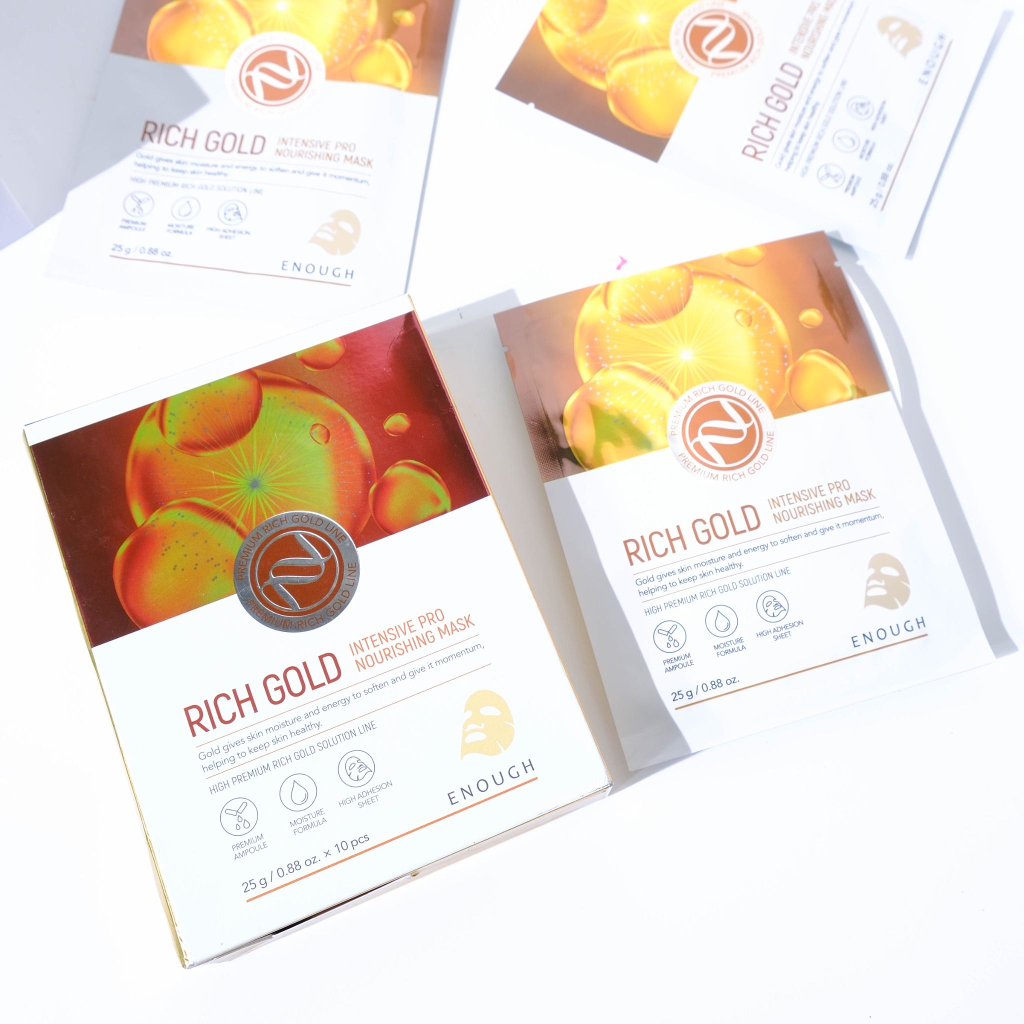 MẶT NẠ VÀNG CAO CẤP ENOUGH RICH GOLD INTENSIVE PRO NOURISHING MASK (HỘP 10 MIẾNG)