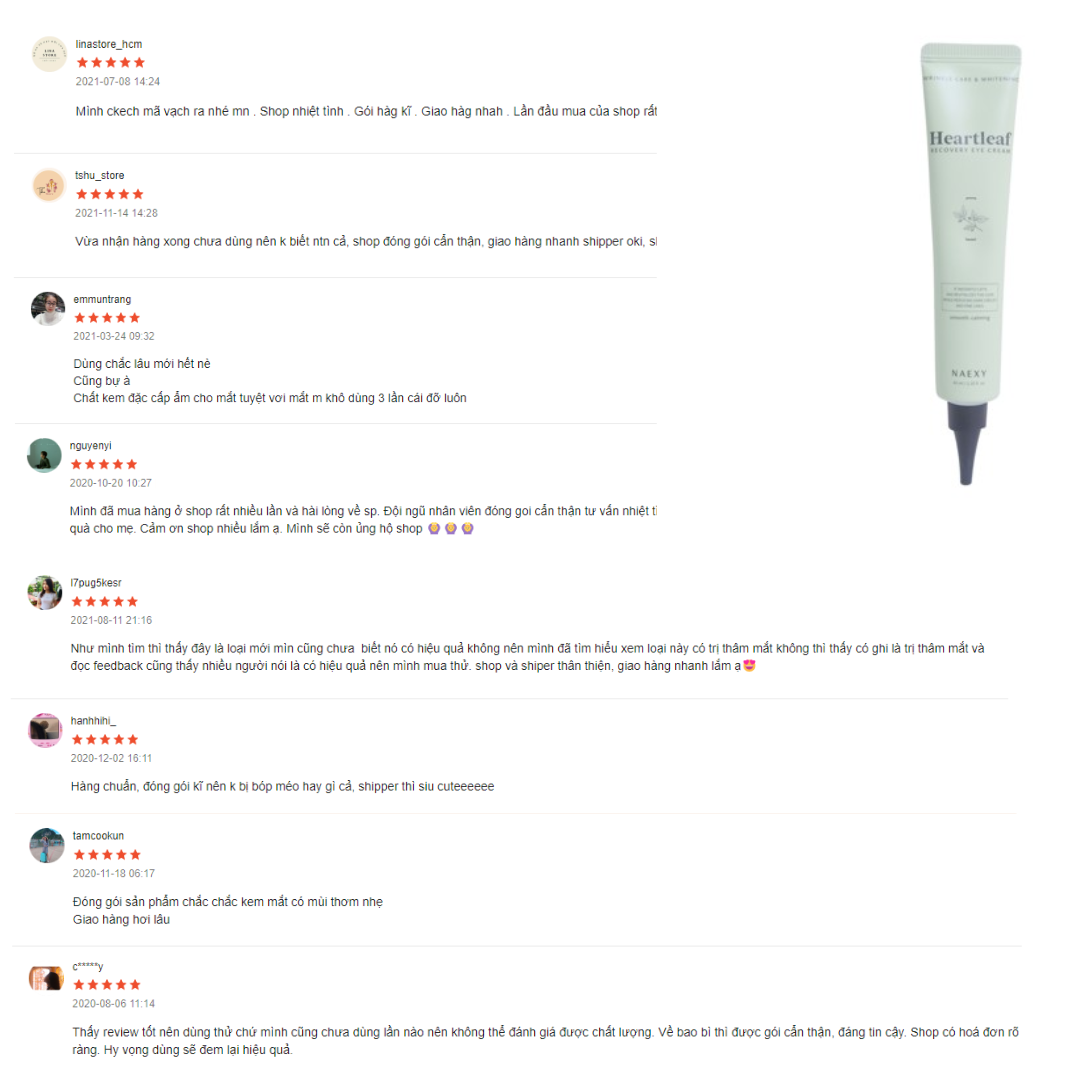 KEM DƯỠNG MẮT DIẾP CÁ NAEXY HEARTLEAF RECOVERY EYE CREAM 40ML