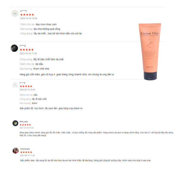 TẨY DA CHẾT CÀ RỐT NAEXY CARROT VITA RECOVERY PEELING GEL 150ML