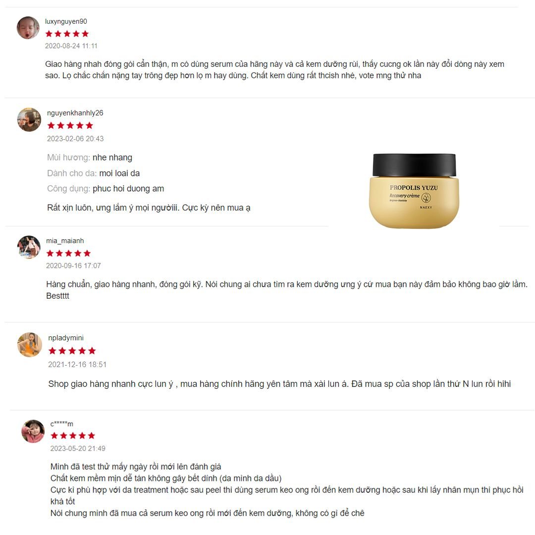 KEM DƯỠNG HỖ TRỢ PHỤC HỒI KEO ONG NAEXY PROPOLIS YUZU RECOVERY CREAM 50G