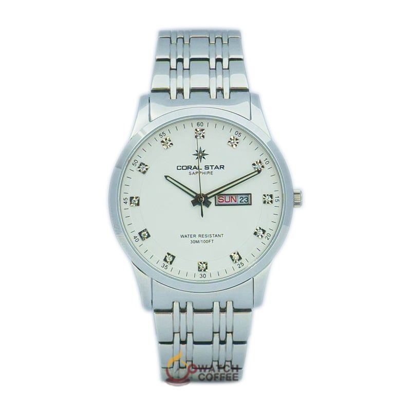 Đồng Hồ Nam Dây Thép Coral Star 1229SA Sapphire Chính Hãng Nhật Bản
