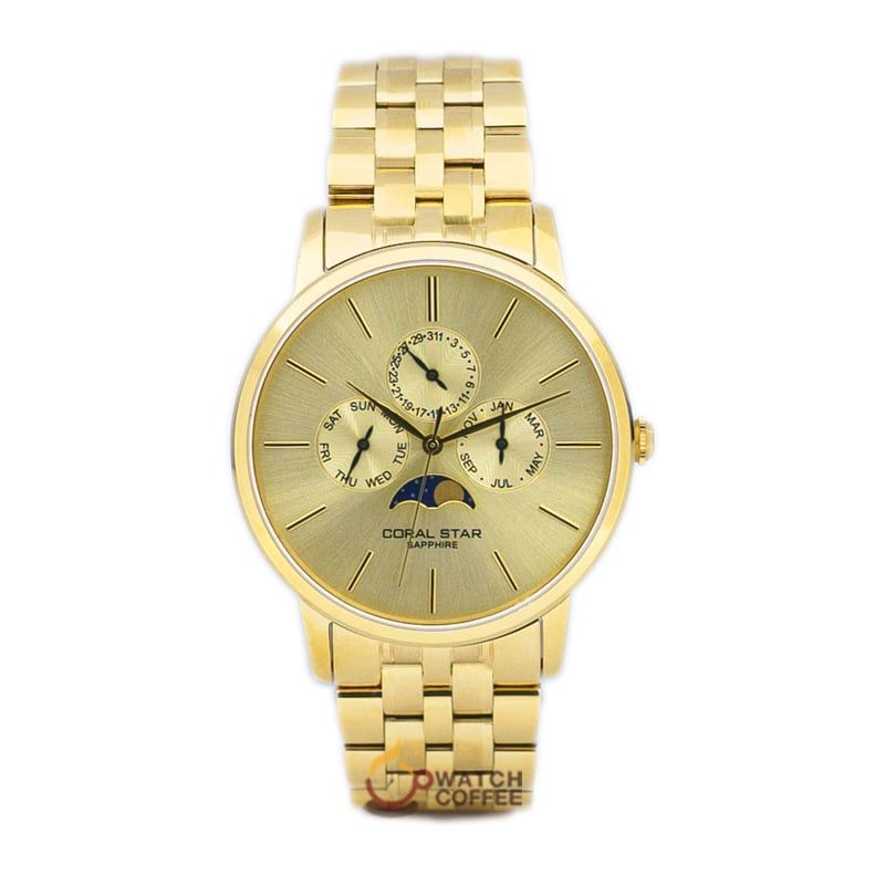 Đồng Hồ Lịch Tuần Trăng Nam Coral Star 1242SA Sapphire Bảo Hành Chính Hãng