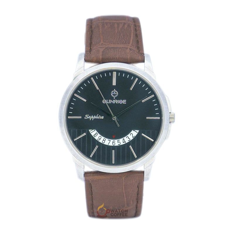 Đồng Hồ Nam Dây Da Sunrise 779SWP Sapphire Chính Hãng