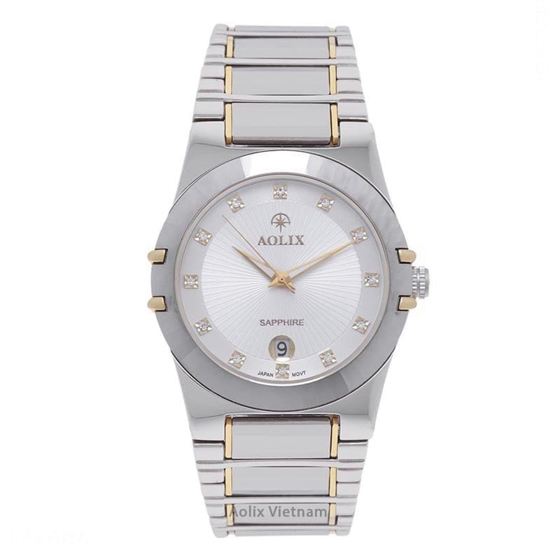 Đồng Hồ Nam Dây Thép Đính Đá AL-6824G Sapphire Chính Hãng