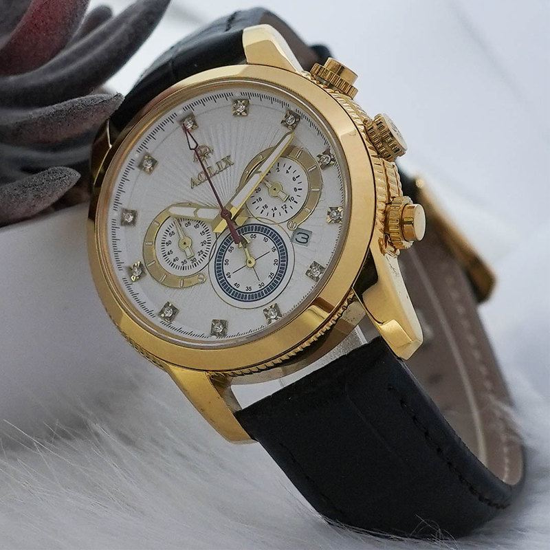 Đồng Hồ Chronograph Nam Aolix AL-7049G Sapphire Dây Da Bảo Hành 5 Năm