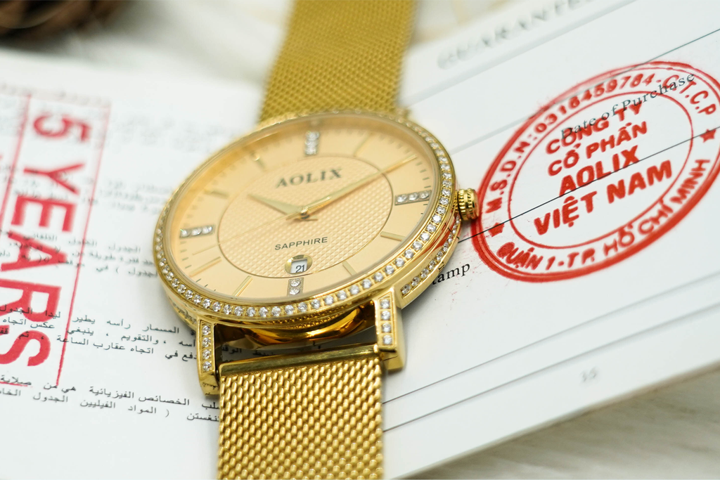 Đồng Hồ Nam Dây Lưới Aolix AL-9172G Sapphire Bảo Hành Chính Hãng 5 Năm