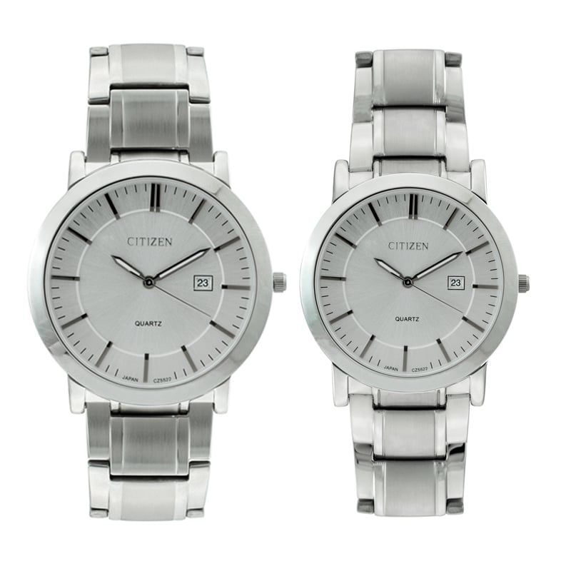 Đồng Hồ Đôi Citizen 5522 Sapphire Dây Thép