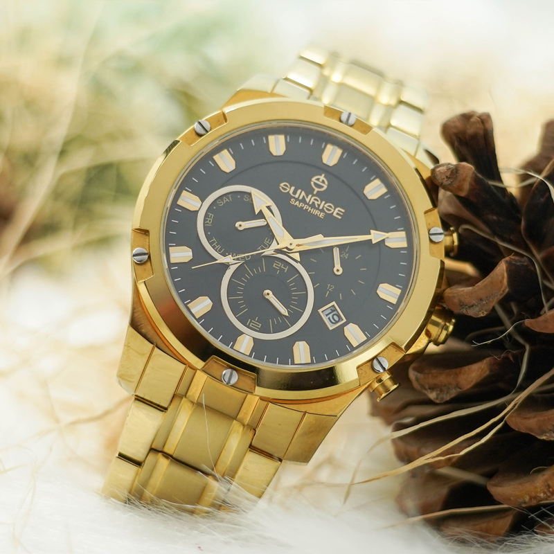 Đồng Hồ Nam 6 Kim Dây Thép Sunrise DM761SWA Sapphire Bảo Hành Chính Hãng