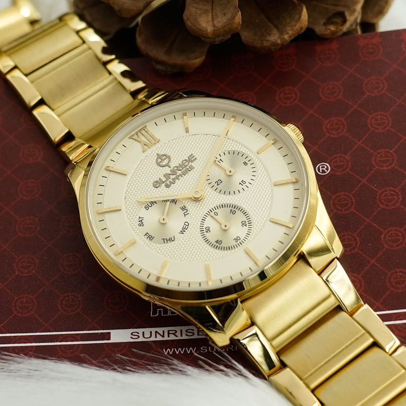 Đồng Hồ Nam Dây Thép 5 Kim Sunrise DM748SWA Sapphire Chính Hãng