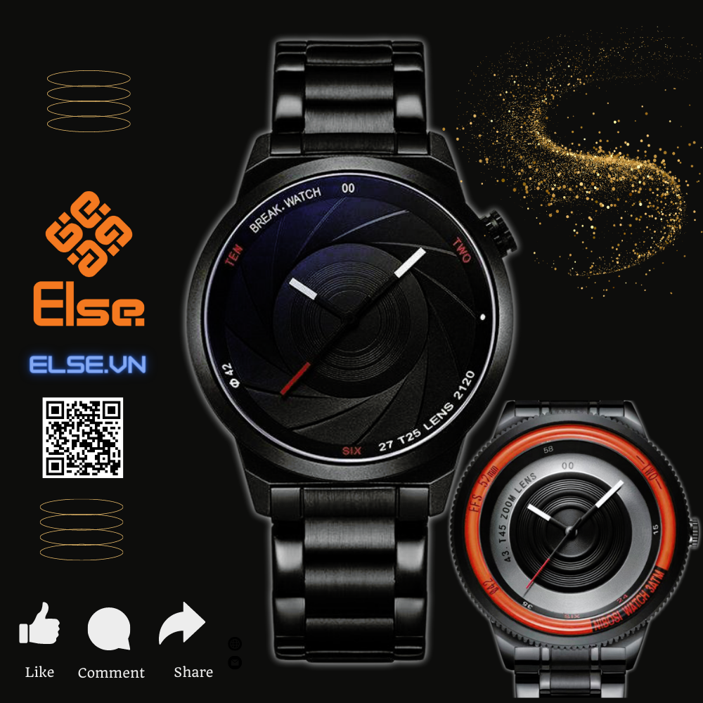 Đồng Hồ Nam Dây Thép Break Full Đen Bảo Hành 12 Tháng
