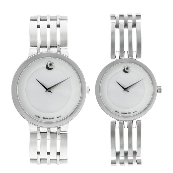 Đồng Hồ Đôi Movado 1111 Sapphire Dây Thép