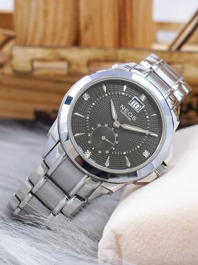 Đồng Hồ Neos N-30830M Nam Dây Thép Bạc Phối Vàng