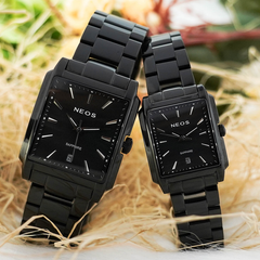 Đồng Hồ Đôi Mặt Vuông Dây Thép Neos N-30915 Sapphire Bảo Hành chính Hãng 5 Năm