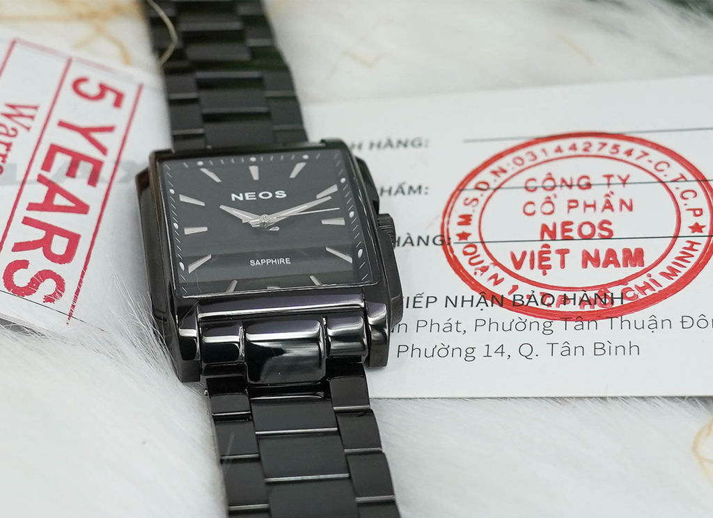 Đồng Hồ Đôi Mặt Vuông Dây Thép Neos N-30915 Sapphire Bảo Hành chính Hãng 5 Năm
