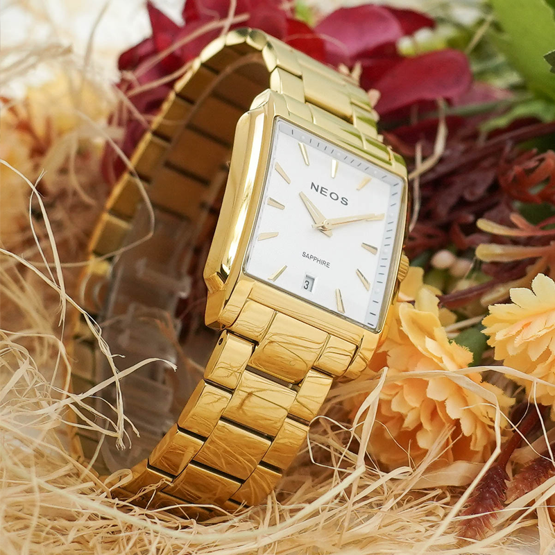 Đồng Hồ Đôi Mặt Vuông Dây Thép Neos N-30915 Sapphire Bảo Hành chính Hãng 5 Năm