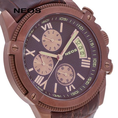Đồng Hồ 6 Kim Nam Dây Da Neos N-40653M Sapphire Chính Hãng