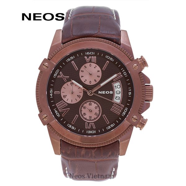 Đồng Hồ 6 Kim Nam Dây Da Neos N-40653M Sapphire Chính Hãng