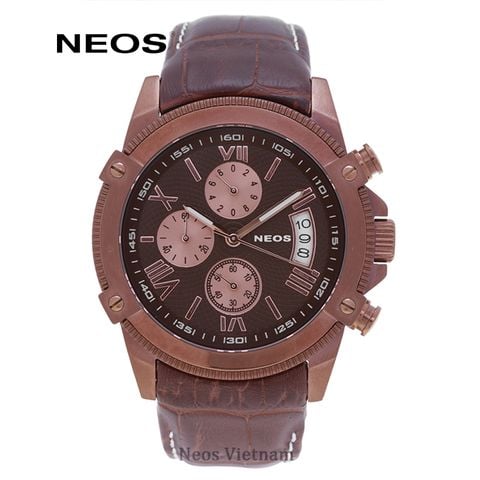 Đồng Hồ 6 Kim Nam Dây Da Neos N-40653M Sapphire Chính Hãng