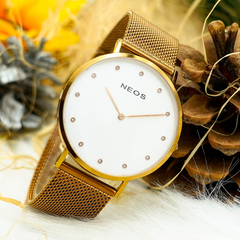 Đồng Hồ Nam Mặt Số Đính Kim Cương Dây Lưới Neos N-40687M Sapphire Chính Hãng