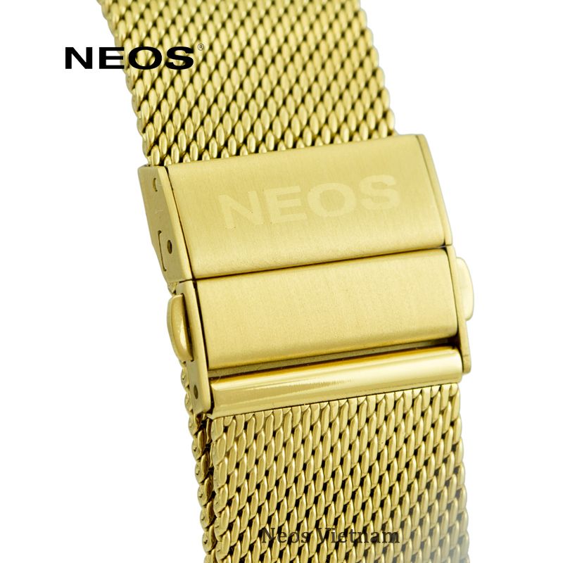 Đồng Hồ Đeo Tay Nam Neos N-40689M Dây Lưới Vàng Chính Hãng