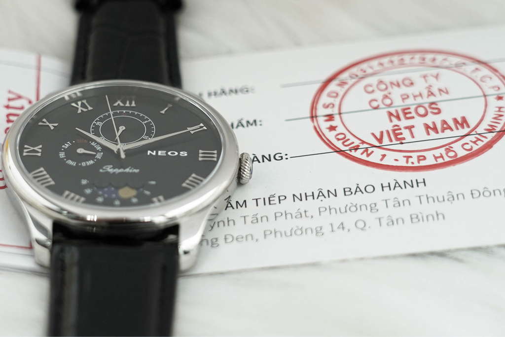 Đồng Hồ Nam Dây Da Lịch Tuần Trăng Neos N-40749M Sapphire Bảo Hành Chính Hãng 5 Năm