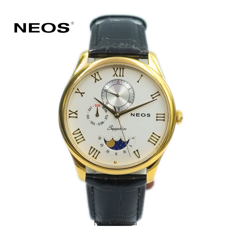 Đồng Hồ Nam Dây Da Lịch Tuần Trăng Neos N-40749M Sapphire Bảo Hành Chính Hãng 5 Năm