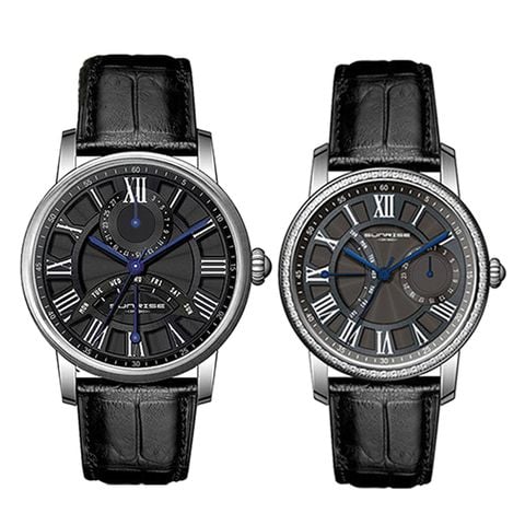 Đồng Hồ Đôi Dây Da Sunrise SG1932.4101 Sapphire Bảo Hành Chính Hãng
