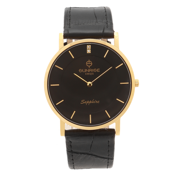 Đồng Hồ Nam Dây Da Sunrise 737SWP Sapphire Chính Hãng
