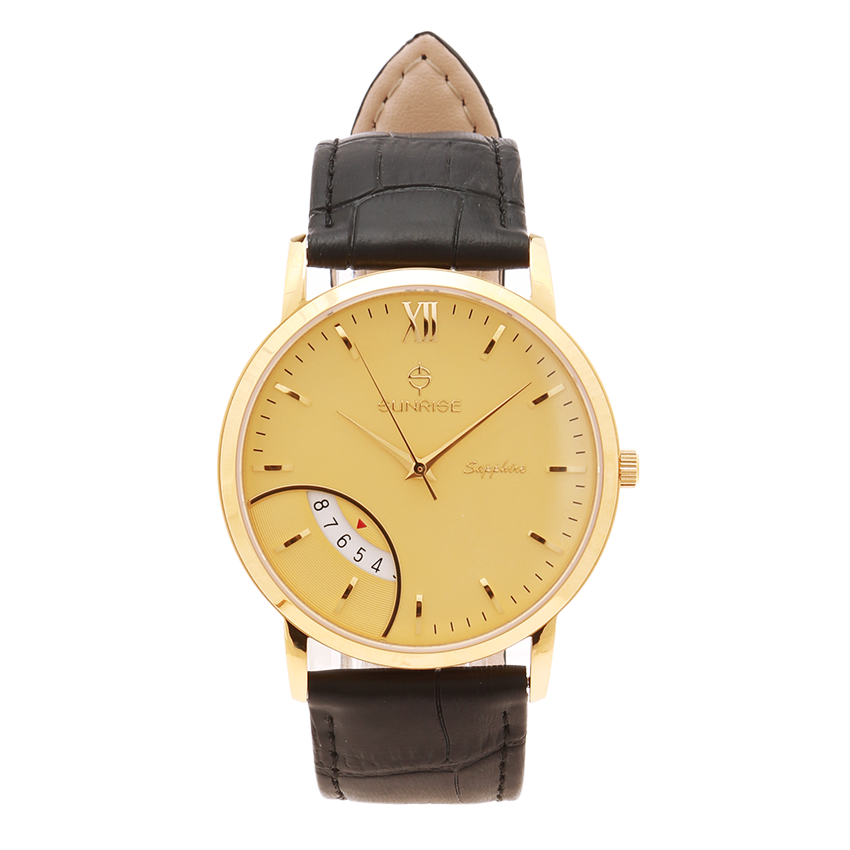 Đồng Hồ Nam Dây Da Sunrise 783SWP Sapphire Chính Hãng