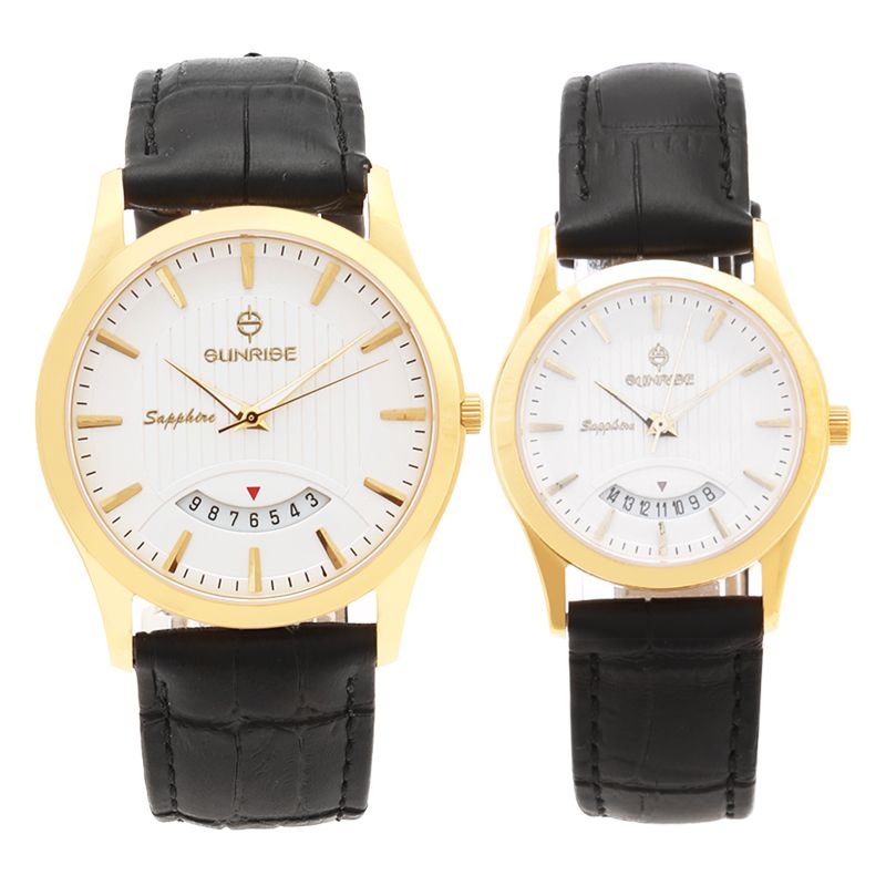 Đồng Hồ Đôi Dây Da Sunrise 766 Sapphire Bảo Hành Chính Hãng