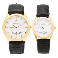 Đồng Hồ Đôi Dây Da Sunrise 766 Sapphire Bảo Hành Chính Hãng