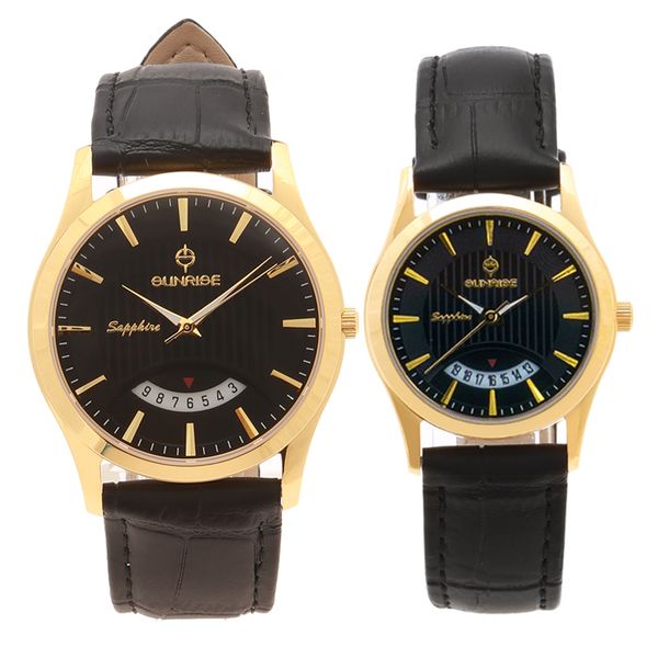 Đồng Hồ Đôi Dây Da Sunrise 766 Sapphire Bảo Hành Chính Hãng