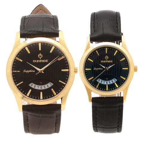 Đồng Hồ Đôi Dây Da Sunrise 766 Sapphire Bảo Hành Chính Hãng