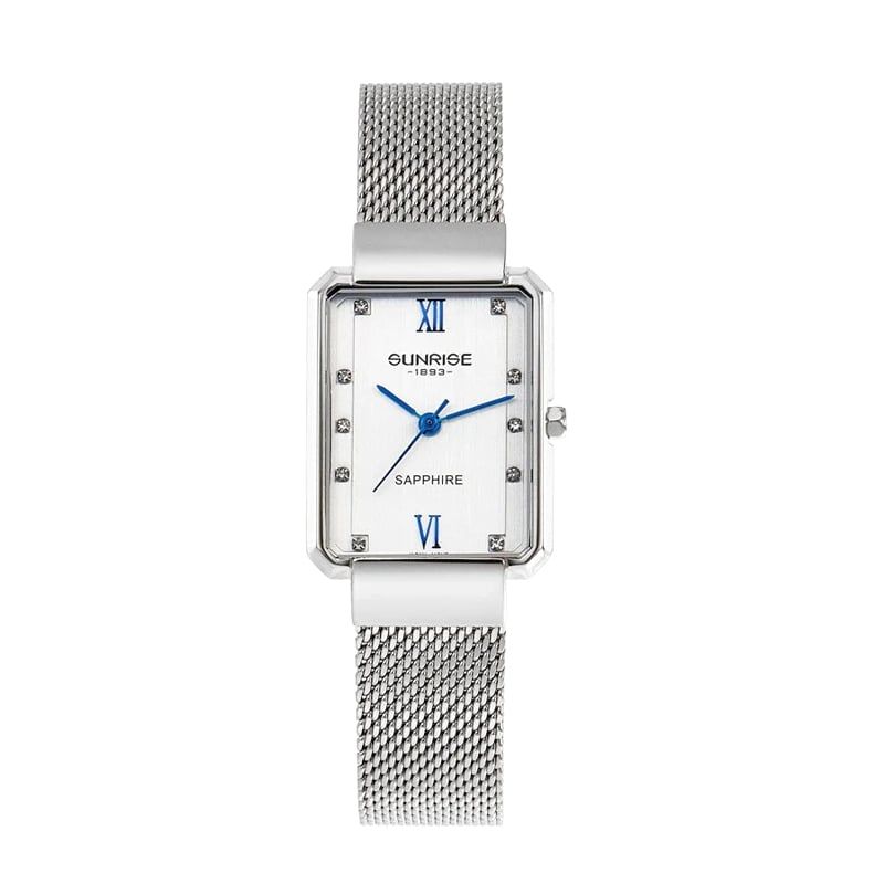Đồng Hồ Nữ Mặt Chữ Nhật Sunrise 9819SA Sapphire Chính Hãng