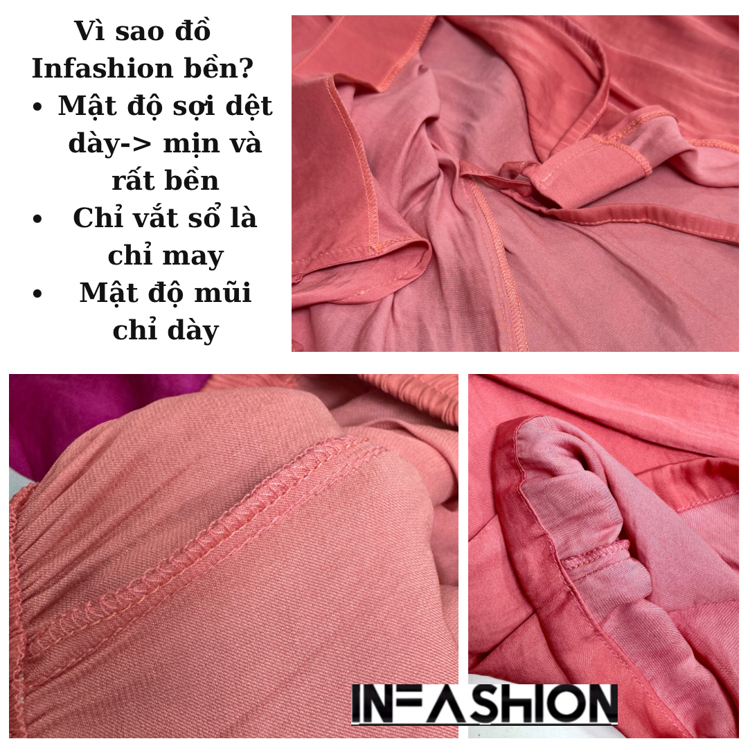  Bộ lụa cổ V cột nơ eo 