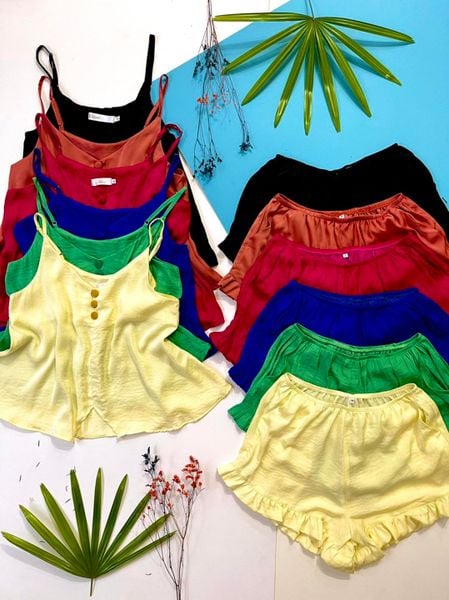  Quần đùi lụa bèo (Bộ 3 nút) 