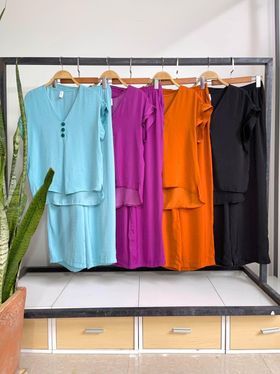  Quần lụa dài ống rộng (Bộ tay liền) 