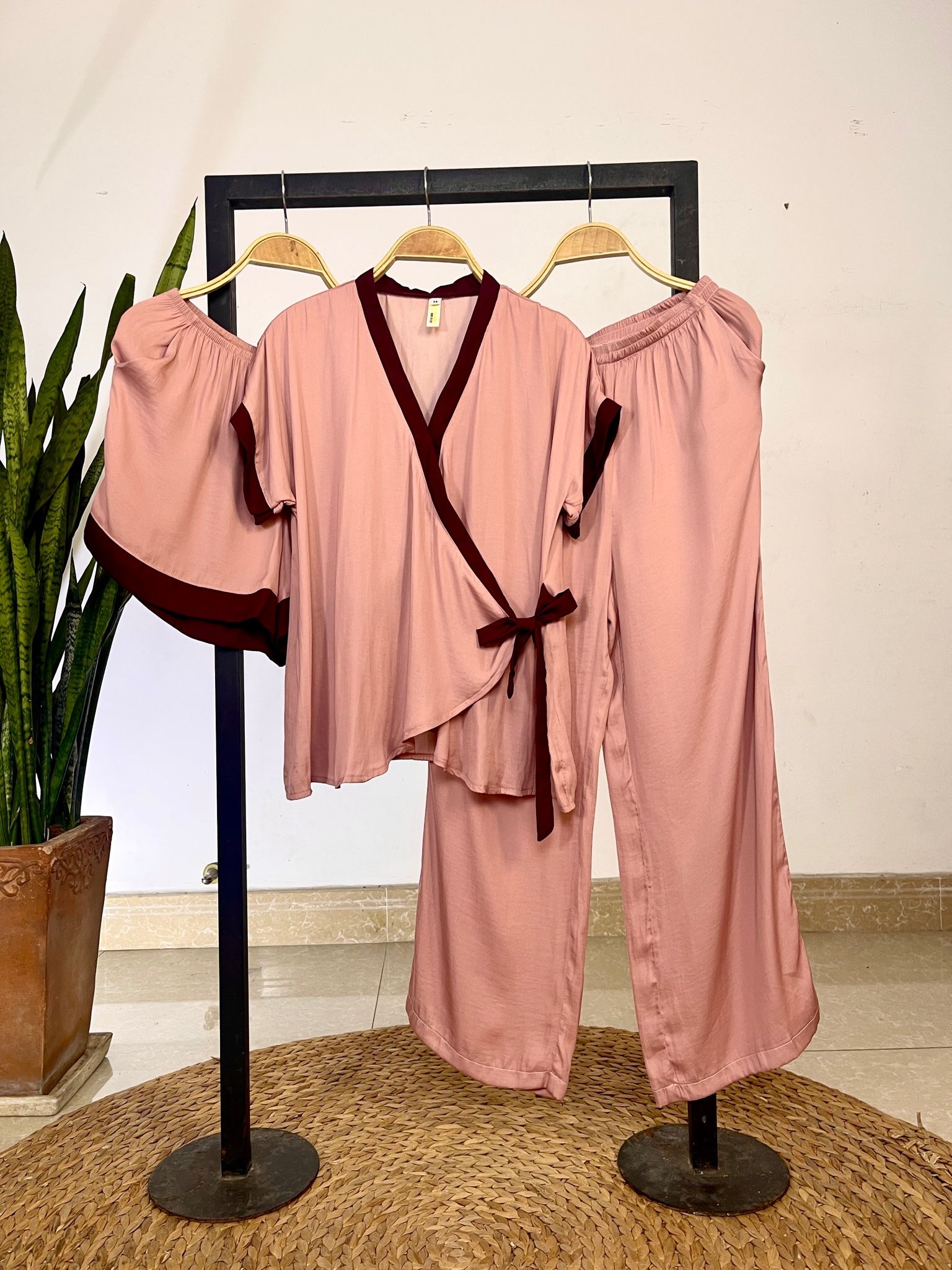  set 3sp  Đồ bộ quần dài yukata tay liền ngắn 
