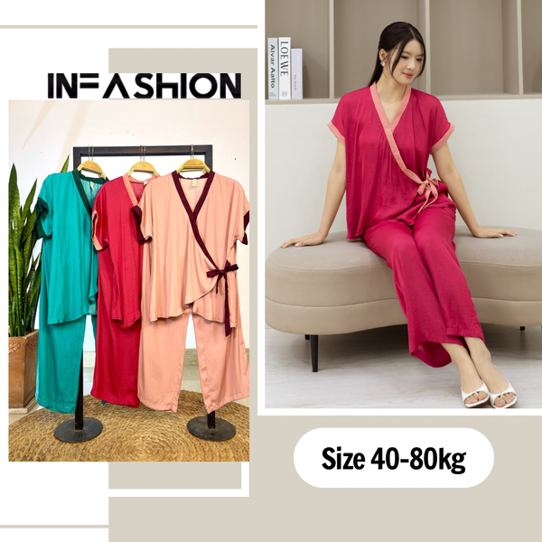  Đồ bộ quần dài yukata tay liền ngắn 